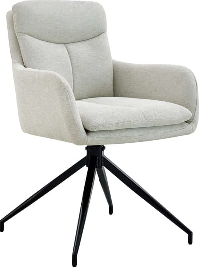 CLP Somers Eetkamerstoel - met armleuning - Draaibare fauteuil - Stof/creme