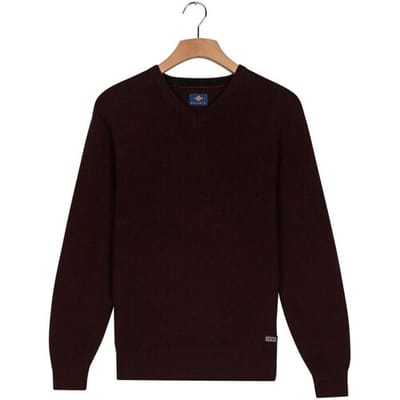 Baileys Trui V-Neck Cotton Allover Fine Texture Two-Tone Deep Mauve / male