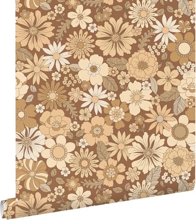 ESTAhome behang retro bloemen beige en bruin - 50 x 900 cm - 130965