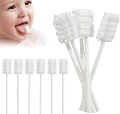 Tongreiniger kinderen - Wegwerp tandenborstel - Mondhygiëne baby - Zachte gaasjes - 30 stuks - Wit