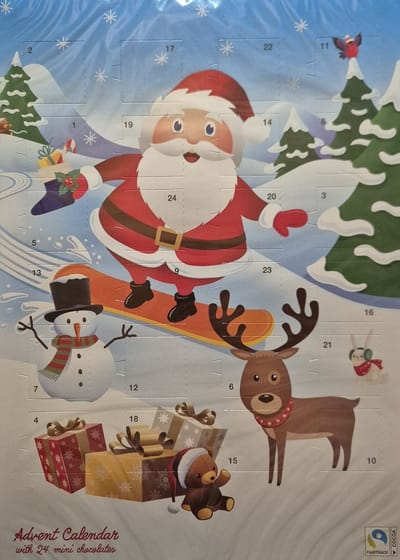 Adventskalender Kerstmis 2025 - Adventkalender voor Kerst aftellen naar de kerstdagen met 24 chocolaatjes