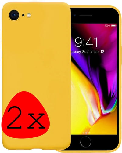 Hoes - 2 Stuks - Geschikt voor Apple iPhone 7 - Sterk & Shockproof - Case Siliconen - Back Cover - Telefoon Hoes - Geel