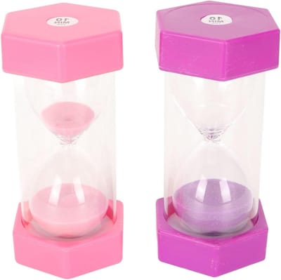 Zandloper Timer - Zandklok - Tijdmanagement - Zeskantig Ontwerp - 10 Minuten - Roze Paars