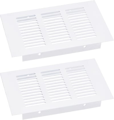 Set van 2 Aluminium Ventilatieopening Afdekkingen Rechthoekig Wit