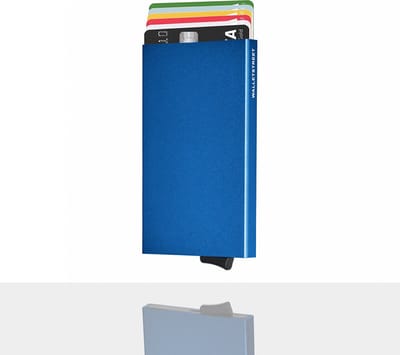 Walletstreet Uitschuifbare Pasjeshouder Slim-Fit Collection Aluminium Creditcardholder/Card Protector Anti-Skim/ RFID 7 Pasjes – Voor Mannen & Vrouwen -Kerstcadeau Ideale Geschenk- Marine Blauw/Blue