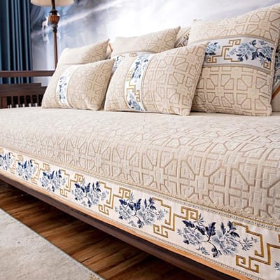 Luxe Sofahoezen in Chinese Stijl Borduurwerk Bloemen Antislip Bankkussen voor Woonkamer Banken Fauteuil Hoes Handdoek 70x70cm 1pcs
