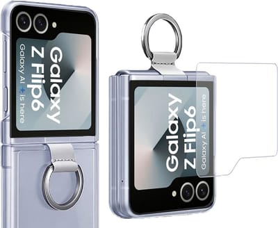 Geschikt voor Samsung Galaxy Z Flip 6 / Flip 7 FE - Hoesje + Screenprotector – Gehard Glas Cover + Shock Proof Case - Ring voor Grip - Cover Transparant