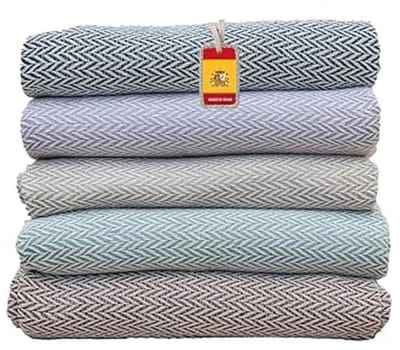 Katoenen Deken voor Bank of Bed - Multifunctionele Sprei Vier Seizoenen - Beige (180 x 260 cm)