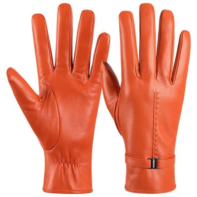 Gants chauds d'hiver Gants en peau de mouton de Nouvelle-Zélande Gants de mode haut de gamme pour femme pour la conduite et l'équitation Boîte cadeau M red