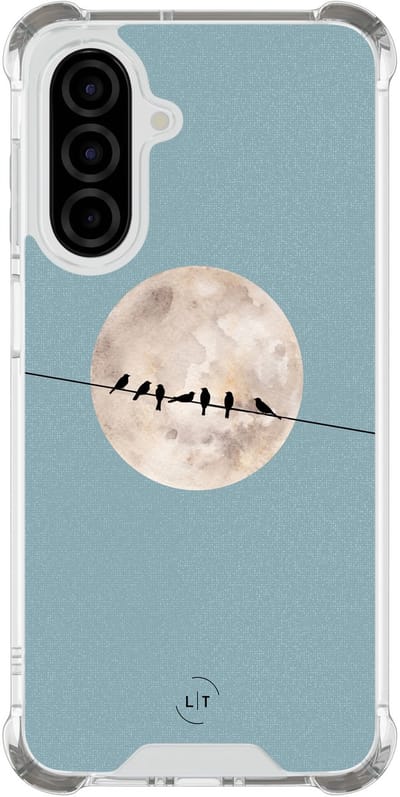 Shockproof hoesje - Geschikt voor Samsung Galaxy A26 - Moon birds - Extra sterke case - TPU/polycarbonaat - Print / Illustratie - Blauw, Transparant