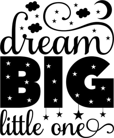 Muursticker - Dream Big Little one - Kinderkamer - Babykamer- Sterren - Wolken