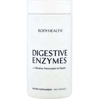 Enzymes Digestives avec Bétaïne, Pancréatine et Pepsine, 180 Capsules