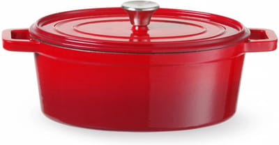 HENDI Geëmailleerde gietijzeren braadpan – 4,4L – rood – 365x290x115 mm