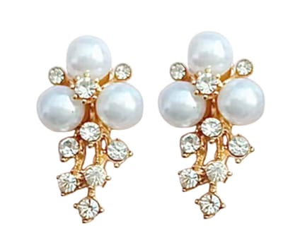 Clip oorbellen- goudkleurig -parel -strass- 3 cm- geen gaatje- Charme Bijoux
