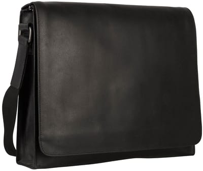 LEONHARD HEYDEN Leren schoudertas met laptopvak Dakota Umhängetasche 2823 Schwarz zwart