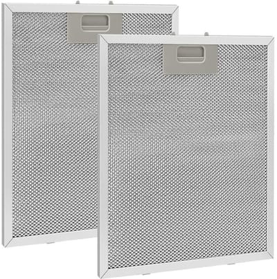GELLDG Metalen vetfilter - Metalen vervangingsfilter - Aluminium vetfilter vervanging - Geschikt voor afzuigkappen in de keuken - 2 stuks - 260*320*9mm