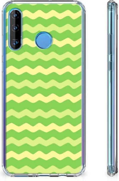 Huawei P30 Lite Doorzichtige Silicone Hoesje Waves Green