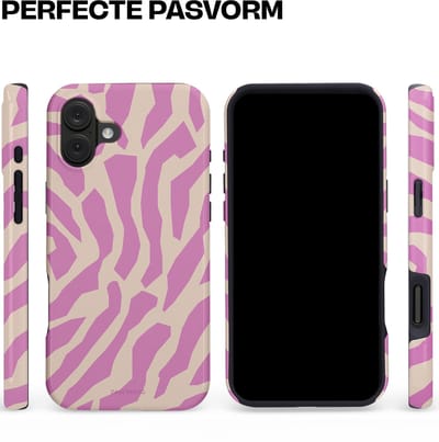Casetastic hoesje geschikt voor Apple iPhone 16 Plus - MagSafe - Dubbellaagse bescherming - Zebra Roze Magenta Flow - Fashion Case - Lila Zand