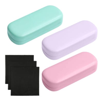 Dailygoods- Brillenetui 3-delig - Harde Brillenkoker - Brillenkoker Dames/Heren - Brillendoekje - Microvezel - 16,5 x 6,8 x 3,5 cm