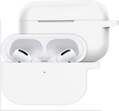 Hoesje Geschikt voor Apple Airpods Pro - Siliconen Hoes met Clip - Silicone Case Cover - Wit