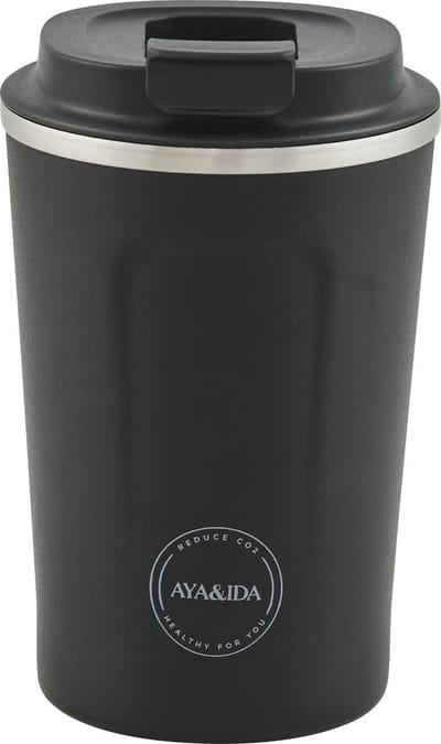 AYA&IDA - CUP2GO - thermosbeker - koffiebeker - coffee to go - reisbeker - meenemen - 380ml - MATTE BLACK