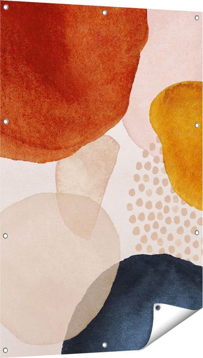 Gards Tuinposter Abstracte Kunst van Cirkels - 80x120 cm - Tuindoek - Tuindecoratie - Wanddecoratie buiten - Tuinschilderij