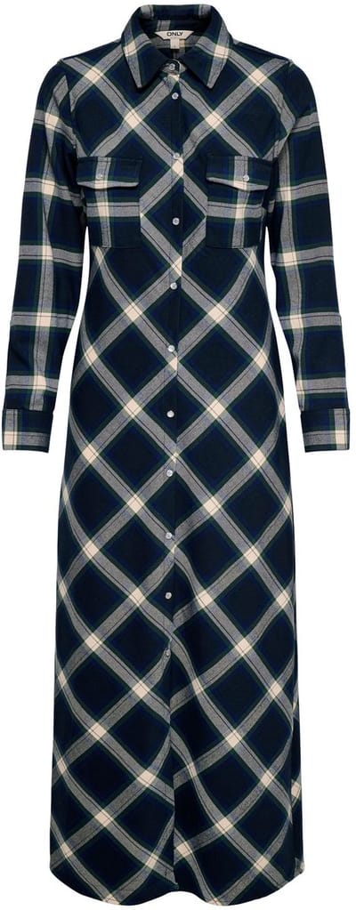 ONLY - ONLWREN CHECK L/S LONG SHIRT DRESS WVN - Dames - Maxi jurken