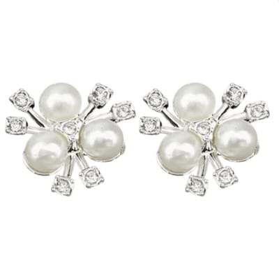 Clip oorbellen- Lily-Rose- parel- zilverkleurig -vol kunststof -Allergievrij-2 cm- geen gaatje- Charme Bijoux