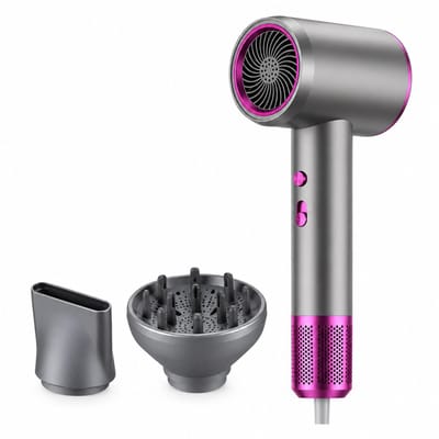 Snelle haardroger - 2400 W - warme en koude lucht - 5 snelheden - concentrator en diffuser - grijs 38