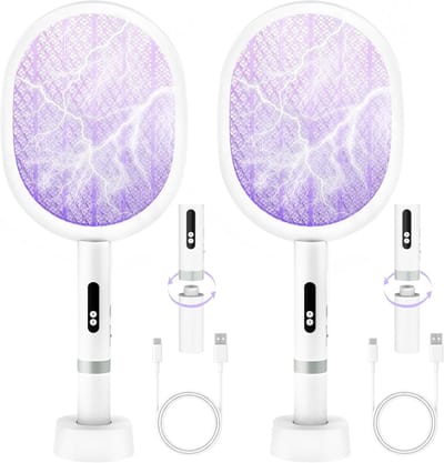 Elektrische Vliegenmepper 2-in-1 met UV-Muggenlamp en Insectenverdelger - 4000 V, USB Oplader, Ideaal voor Binnen en Buiten
