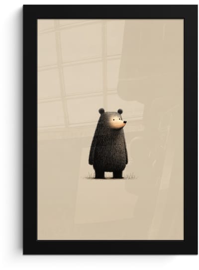 Poster in lijst - Fotolijst 20x30 cm - Posters - Beer - Donkerbruin - Minimalistisch - Posterlijst zwart - Decoratie - Wanddecoratie woonkamer - Muurdecoratie slaapkamer