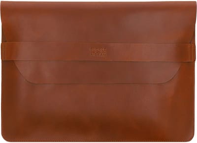 BUCKLE & SEAM Leren Laptop hoes met laptopvak Terra Leather Laptop Sleeve Cognac Bruine