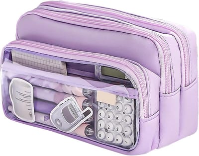 Pennenetui met 4 Vakken - Organizer voor School, Kantoor en Make-up