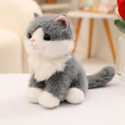 Schattige Gesimuleerde Zittende Kat Hanger Pop Pluche Speelgoed Gevuld Zacht Dier Witte Zwarte Kitten Sleutelhanger Pop Verjaardagscadeau 20cm donkergrijze kleur