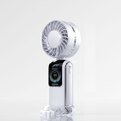 Handventilator - Mini Ventilator USB-C Oplaadbaar - 3600 mAh - Digitaal Display - 5 Snelheden - Krachtige Draagbare Ventilator - Wit