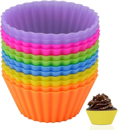 VVGoods - Siliconen muffinvorm voor cupcakes, herbruikbare bakvormen in set van 12 stuks