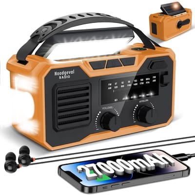 AMA® Opwindbare Radio - Noodradio - Radio - Draadloos - 8x19.5x9cm - 27000mAh - 8x120x9cm - Oranje