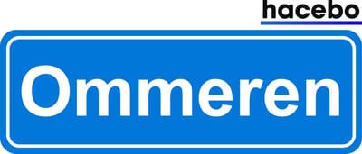 Hacebo - Plaatsnaam Sticker - 29x10 CM - Ommeren sticker - Verkeersborden sticker - grappige cadeaus - Ommeren