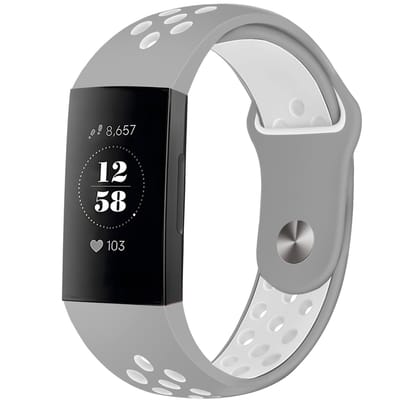 imoshion Siliconen sport bandje voor de Fitbit Charge 3 / 4 - Grey & White