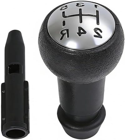 Versnellingspookknop - Schakelknop Auto - Auto Interieur Upgrade - Tweekleurig Zilver Zwart - 5 Versnellingen - Zilver en Zwart