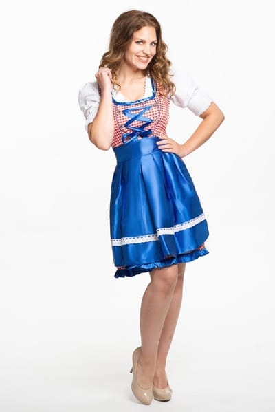 Tannhauser Dirndl Dames Jill Oktoberfest Dames Carnavalskleding Dames Carnaval Kostuum Dames -Polyester -Blauw/rood - Mt Xxl