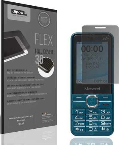 dipos FLEX – Matte Privacy Screenprotector geschikt voor Masstel Izi 26 | Volledige Schermbescherming | Case-Friendly
