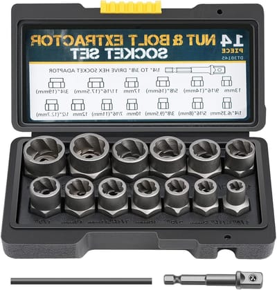 14-delige Moer Remover Set - Drill Bit & Hex Adapter - Beschadigde Bevroren Moeren Verwijderen