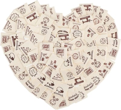 Allecto - gehaakte labels - handgemaakte etiketten - 100 stuks - beige - kledinglabels - ideaal voor naaien en ambachten - perfect voor DIY projecten