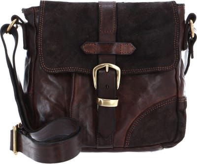 CAMPOMAGGI Leren Schoudertas Crossbody Bag Moro Donkerbruin