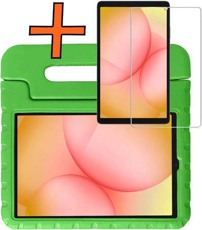 Hoesje - Geschikt voor Samsung Galaxy Tab A11 - Met Screenprotector - Kinderhoes Shockproof Bumper - Kidsproof Case - Tablet Hoes - Kinder Hoes Cover - Groen
