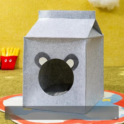 Maisonette en Feutre Dessin Animé Brique de Lait Litière pour Animaux Automne/Hiver Maison Litière Abri pour Chat Maison Litière pour Chat Litière pour Chien Toutes Saisons M 35*35*38