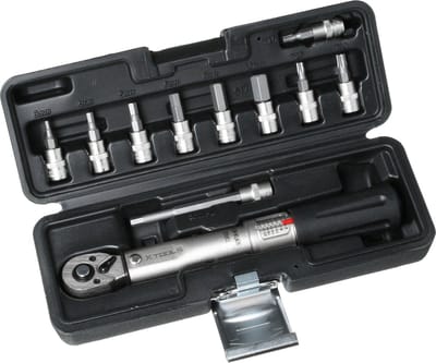 1/4 Momentsleutel 2-24Nm - 11 delige fietsgereedschap set - met Inbus en Torx doppen bitset - inclusief kunststof opbergkoffer