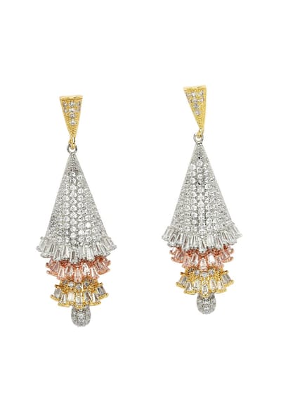 AVANT-GARDE PARIS Diva Chandelier Drop Earrings - Zirconia 1.6cm x 4.6cm - 1 stuk - Rhodium Plated en Multi Kleur