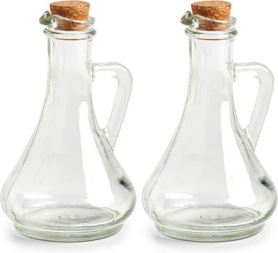 Zeller olie- en azijn fles - set 2x - glas - 270 ml - met kurk